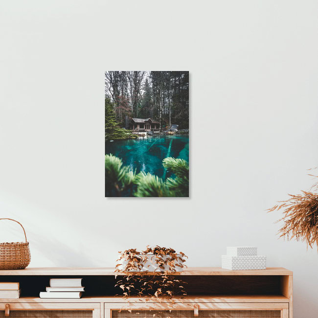 Verregneter Tag am Blausee, Schweiz – Fotokunst von Johannes Hulsch als Poster oder Acrylglasbild