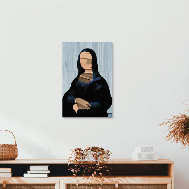 'Mona Lisa - blue shining Wood Cut Collage' – Wall Art by Marko Köppe as Poster or Acrylic Glass Print