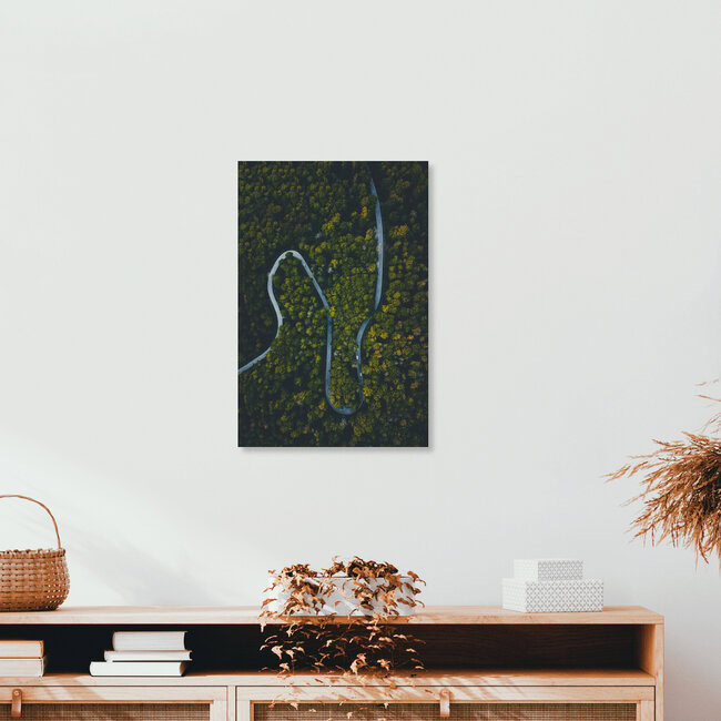 Vogelperspektive über Serpentinenstraße, Deutschland – Fotokunst von Christian Becker als Poster oder Acrylglasbild