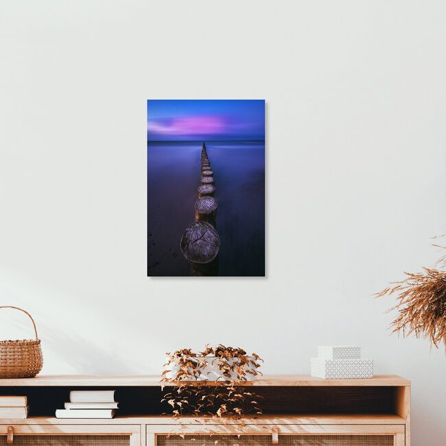 Baltic Sea Wavebreakers near Heiligenhafen during Blue Hour, Germany – wall art by Jean Claude Castor as Poster or Acrylic Glass Print
