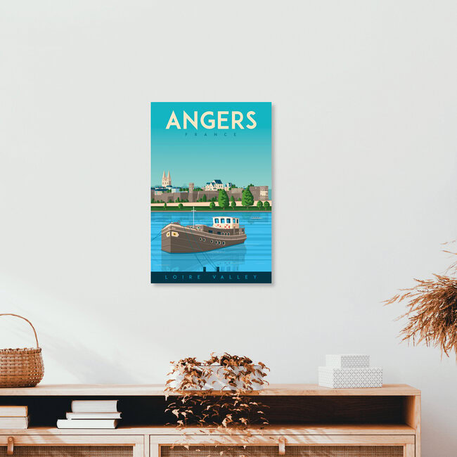 Angers an der Loire Vintage Travel Wandbild, Frankreich – Fotokunst von François Beutier als Poster oder Acrylglasbild