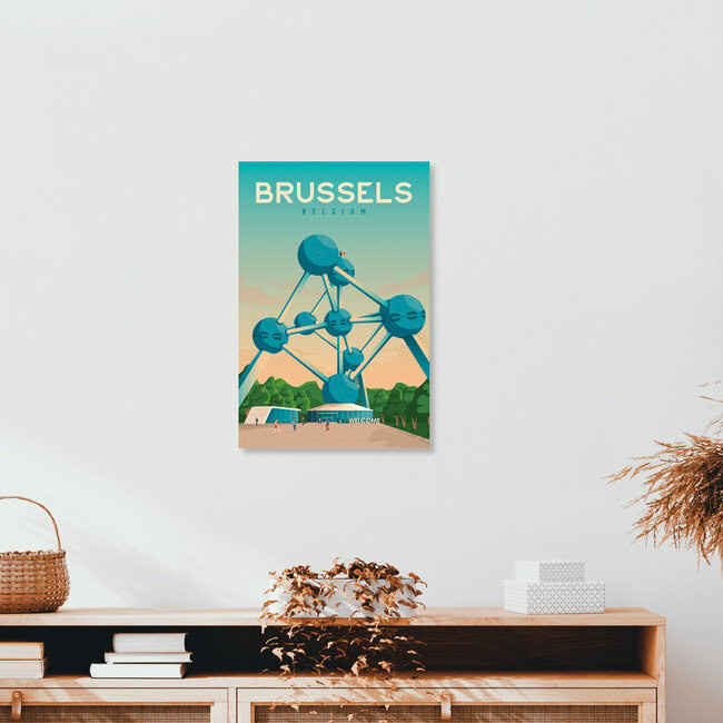 Brüssel Vintage Travel Wandbild, Belgien – Fotokunst von François Beutier als Poster oder Acrylglasbild