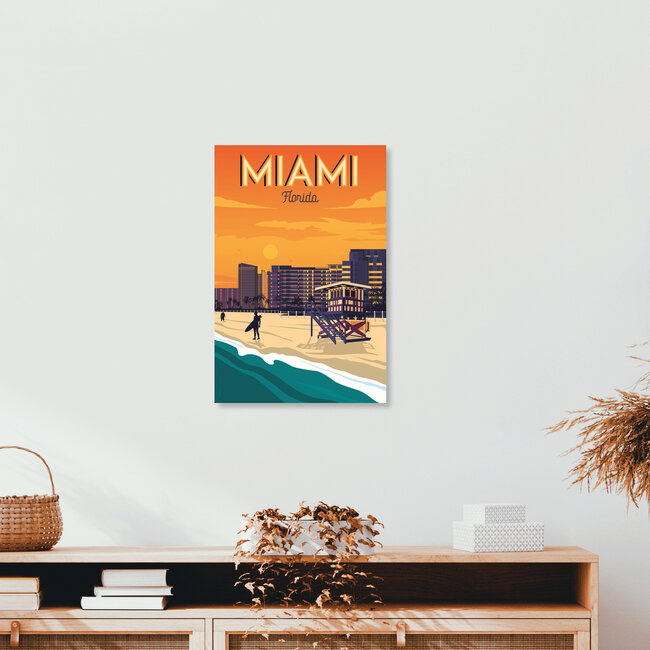 Miami Vintage Travel Wandbild, Vereinigte Staaten – Fotokunst von François Beutier als Poster oder Acrylglasbild