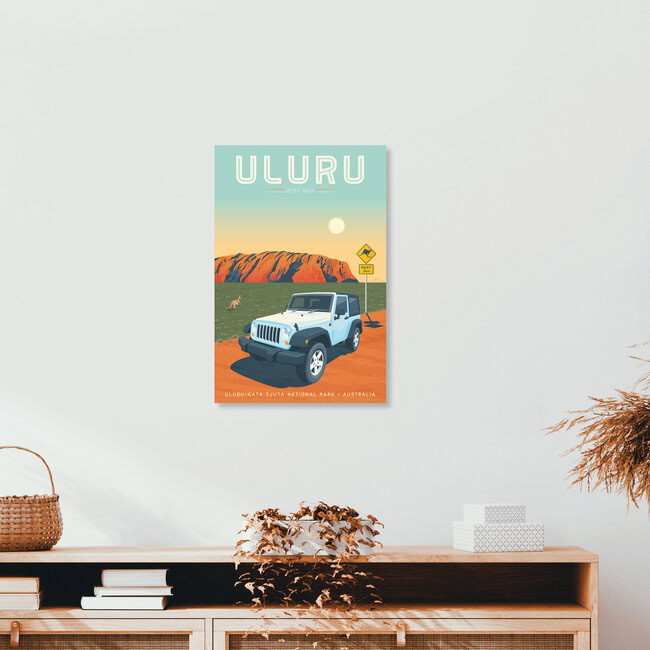 Uluru Vintage Travel Wandbild, Australien – Fotokunst von François Beutier als Poster oder Acrylglasbild