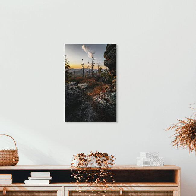 Sonnenuntergang im Waldmeer, Deutschland – Fotokunst von Florian Eichinger als Poster oder Acrylglasbild