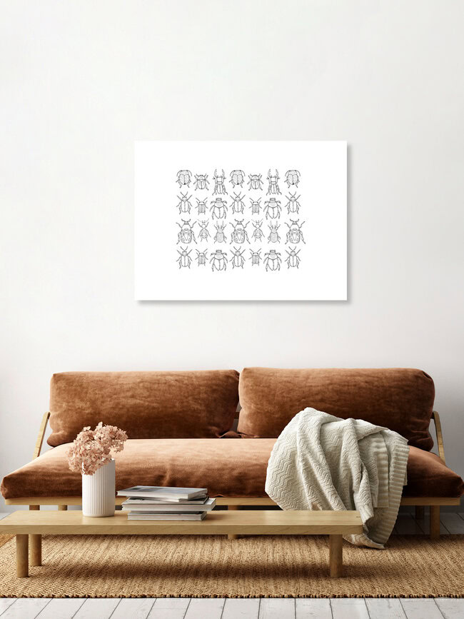 Wandbild 'Ink Scarabs' – Kunst von Catalina Villegas als Poster oder Acrylglasbild