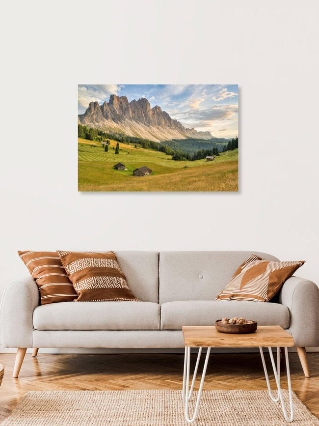 Geislergruppe im Villnösstal in Südtirol, Italien – Fotokunst von Michael Valjak als Poster oder Acrylglasbild