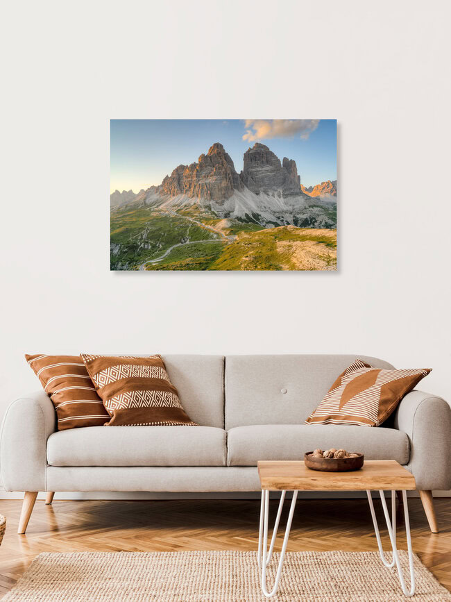 Drei Zinnen Südseite, Italien – Fotokunst von Michael Valjak als Poster oder Acrylglasbild