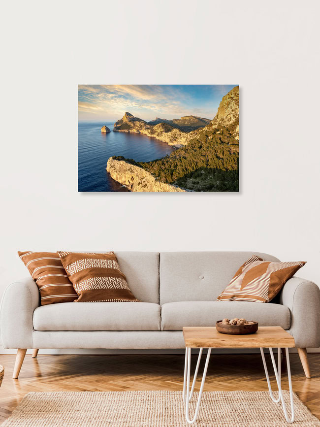Abendsonne am Cap Formentor auf Mallorca, Spanien – Fotokunst von Michael Valjak als Poster oder Acrylglasbild