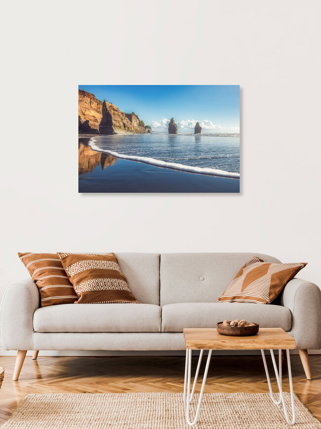 Neuseeland Three Sisters, Neuseeland – Fotokunst von Jean Claude Castor als Poster oder Acrylglasbild