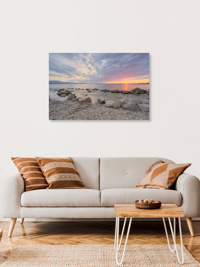 Evening on the beach in Chieming on Lake Chiemsee, Germany – wall art by Michael Valjak as Poster or Acrylic Glass Print