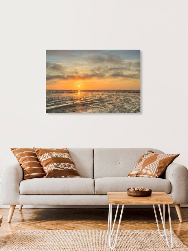 Sonnenaufgang im Wattenmeer an der Nordsee, Deutschland – Fotokunst von Michael Valjak als Poster oder Acrylglasbild