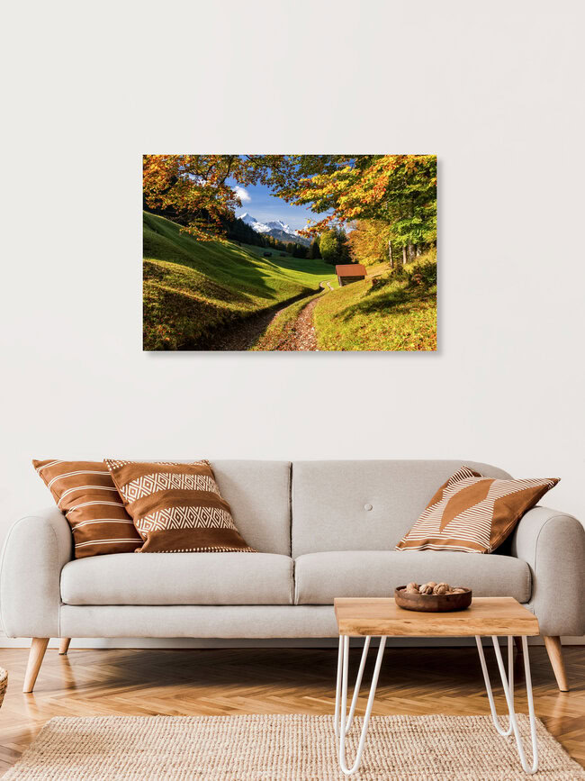 Herbst in Oberbayern, Deutschland – Fotokunst von Achim Thomae als Poster oder Acrylglasbild