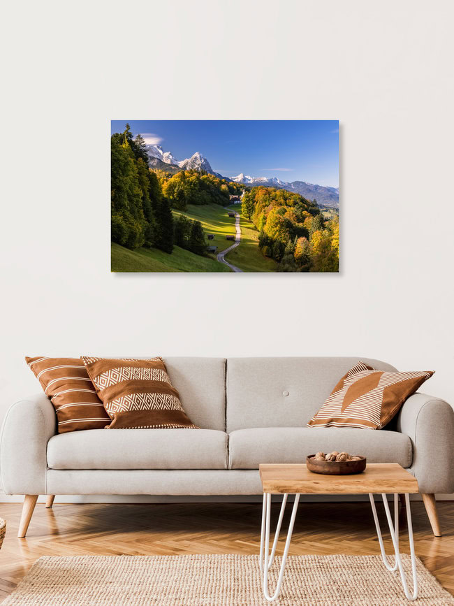 Herbst in den bayerischen Alpen, Deutschland – Fotokunst von Achim Thomae als Poster oder Acrylglasbild