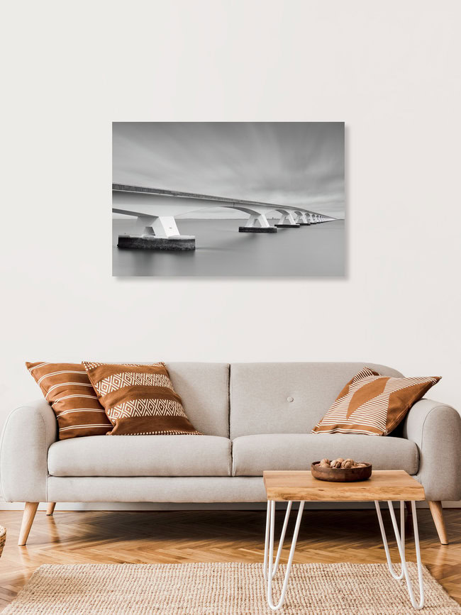 Die Zeelandbrücke als Fineartfotografie, Niederlande – Fotokunst von Rolf Schnepp als Poster oder Acrylglasbild