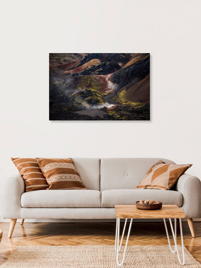 Die abstrakte Landschaft von Landmannalaugar im isländischen Hochland, Deutschland – Fotokunst von Christian Noah als Poster oder Acrylglasbild
