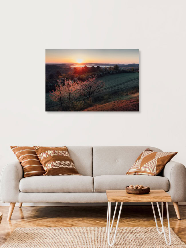 Sonnenaufgang im Hinterland, Deutschland – Fotokunst von Maximilian Fischer als Poster oder Acrylglasbild