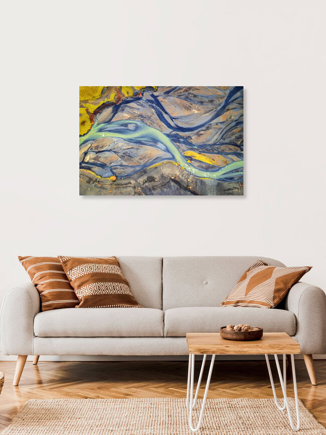 Wild River Abstract, Island – Fotokunst von Dave Derbis als Poster oder Acrylglasbild