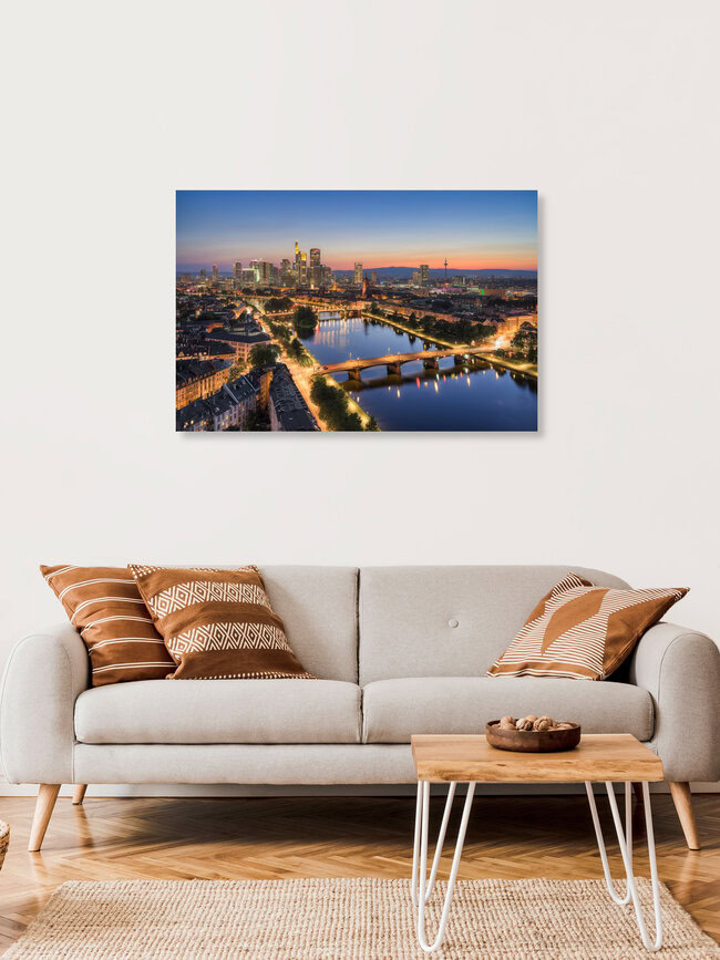 Michael Valjak, Frankfurt skyline in the evening - Germany, Europe