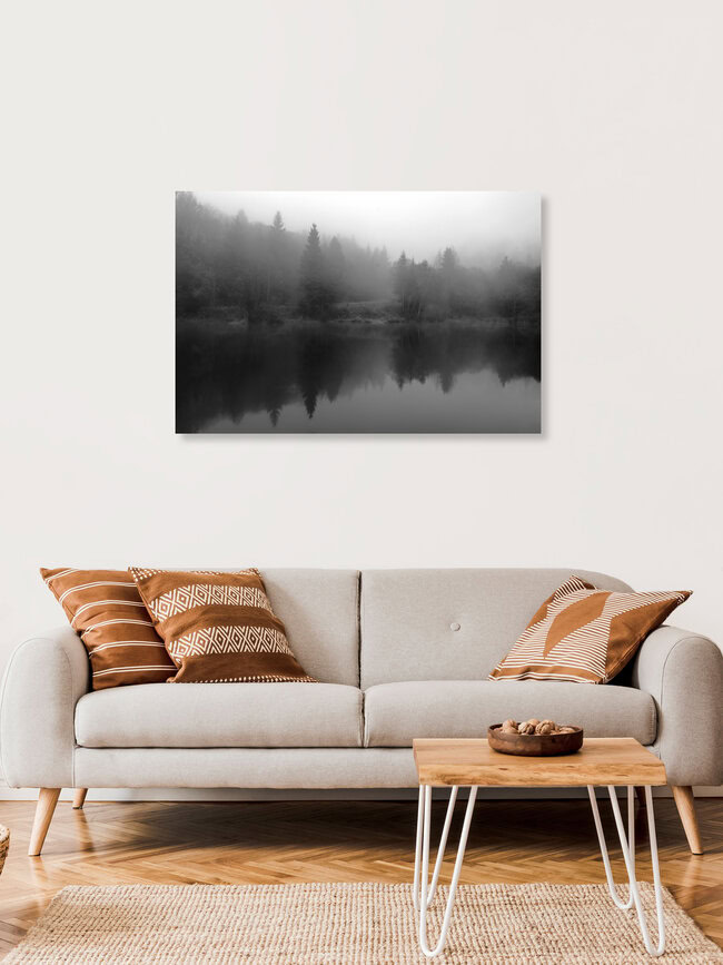 Evening fog at the lake, Germany – wall art by Michaela Ertelt as Poster or Acrylic Glass Print