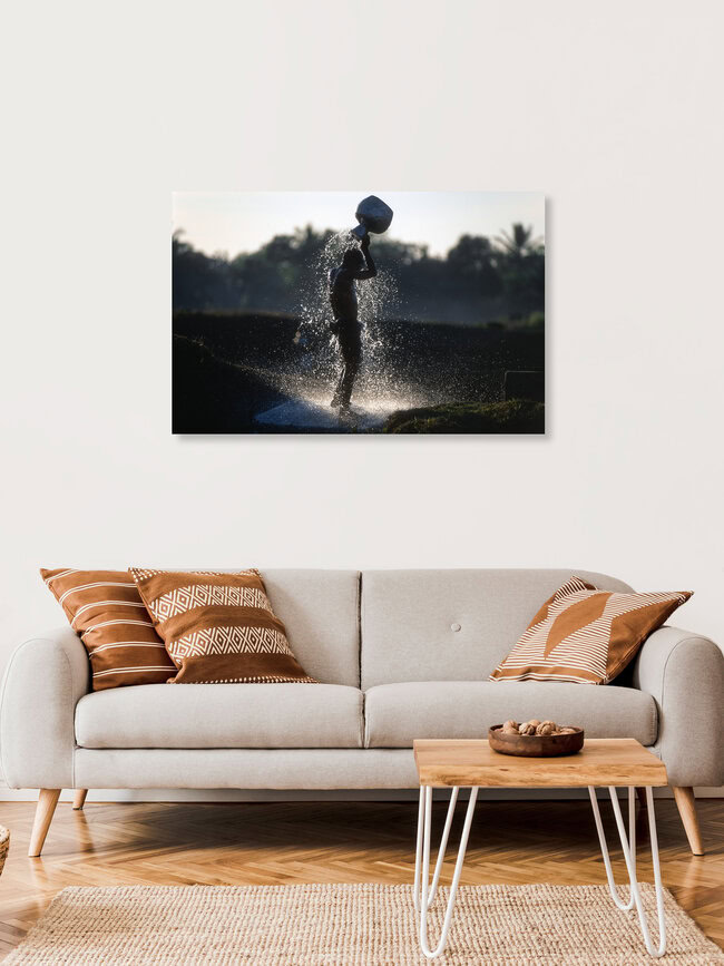 Am Dorfweiher, Myanmar – Fotokunst von Martin Seeliger als Poster oder Acrylglasbild