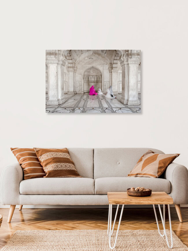 Family praying at Agra Red Fort, India, India – wall art by Rolf Lange as Poster or Acrylic Glass Print
