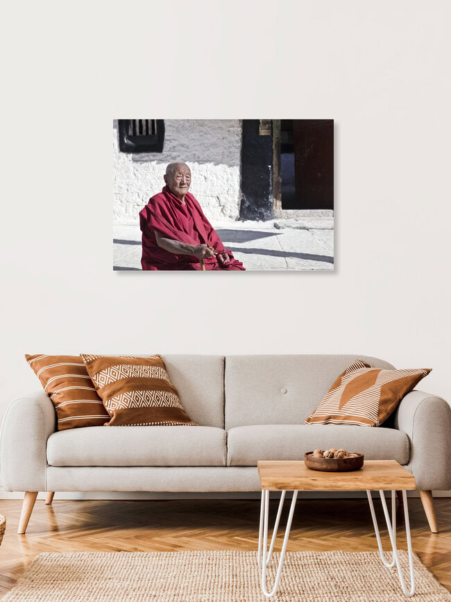 Monk at Sera Monastery, China – wall art by Victoria Knobloch as Poster or Acrylic Glass Print