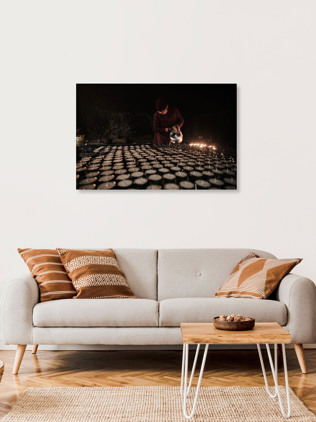 The butter lamp room, Nepal – wall art by Jan Møller Hansen as Poster or Acrylic Glass Print