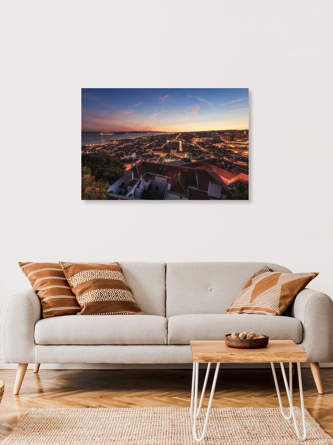 Lisbon at Night, Portugal – wall art by Jean Claude Castor as Poster or Acrylic Glass Print