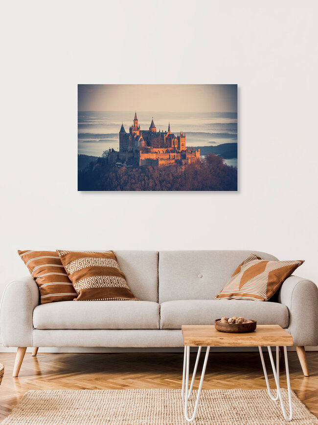 Burg Hohenzollern im Morgenlicht, Deutschland – Fotokunst von Franz Sussbauer als Poster oder Acrylglasbild
