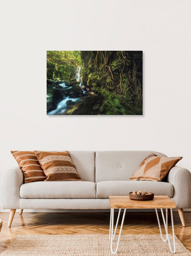 Waterfall Azores Salto do Prego Sao Miguel Island, Portugal – wall art by Jean Claude Castor as Poster or Acrylic Glass Print
