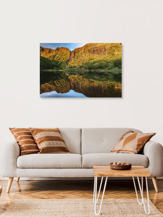 Waterfall Panorama on Flores, Portugal – wall art by Jean Claude Castor as Poster or Acrylic Glass Print