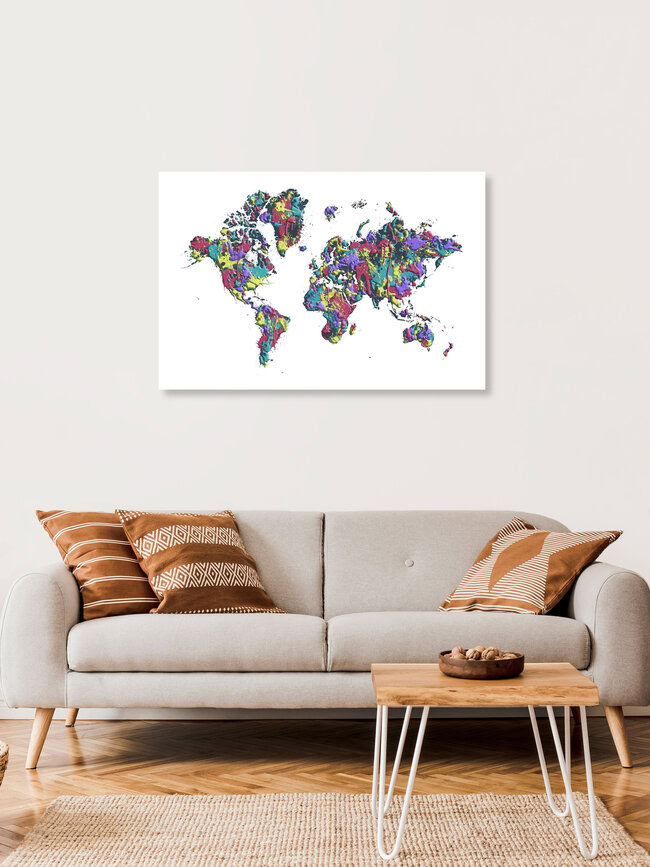 Wandbild 'POP ART Weltkarte weiß' – Kunst von Melanie Viola als Poster oder Acrylglasbild