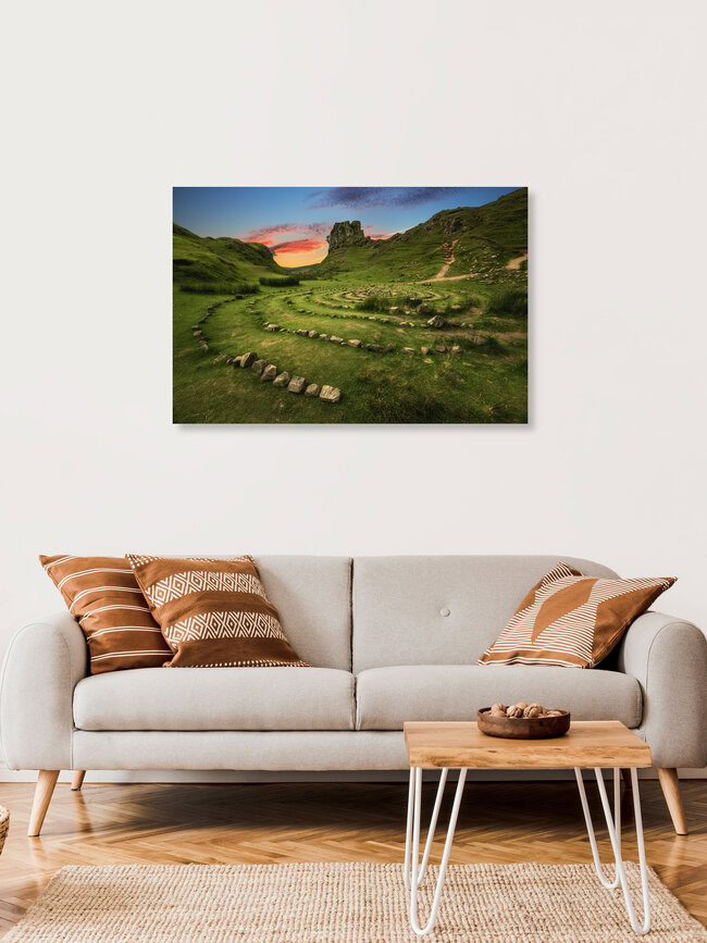 Fairy Glen Sunset on the Isle of Skye, United Kingdom – wall art by Jean Claude Castor as Poster or Acrylic Glass Print