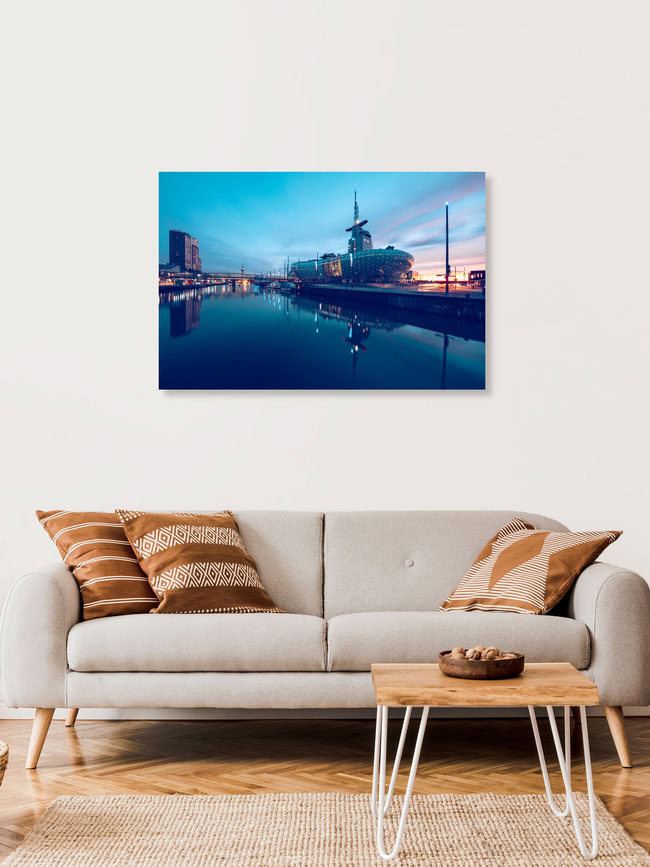 Bremerhaven at blue hour, Germany – wall art by Franz Sussbauer as Poster or Acrylic Glass Print