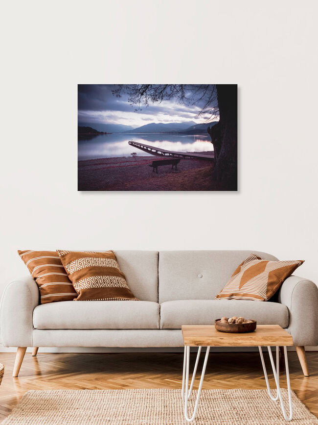 Jetty and mountains, Germany – wall art by Franz Sussbauer as Poster or Acrylic Glass Print
