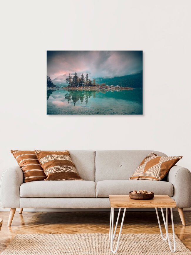 Eibsee bei Sonnenaufgang, Deutschland – Fotokunst von Franz Sussbauer als Poster oder Acrylglasbild
