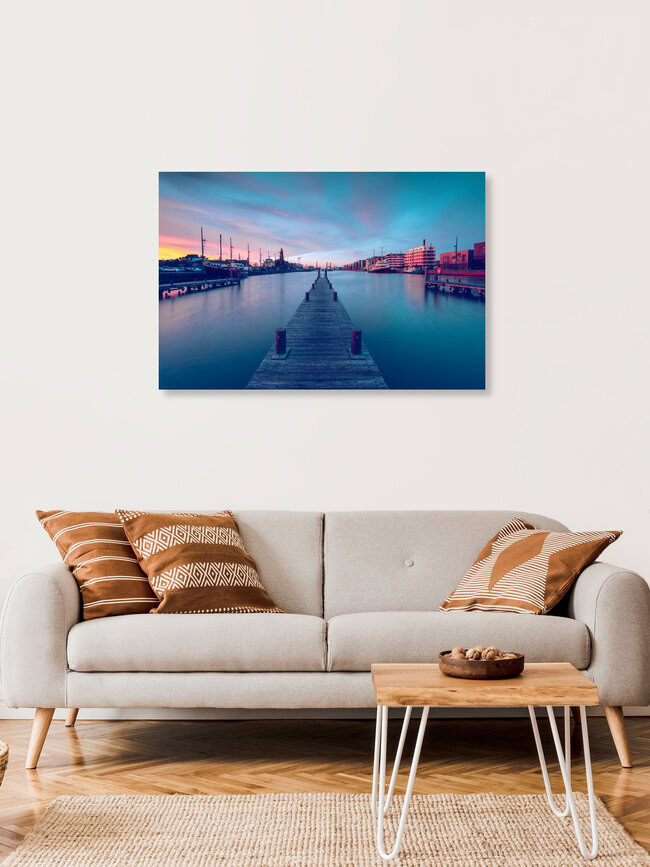 Pier at New Harbour in Bremerhaven, Germany – wall art by Franz Sussbauer as Poster or Acrylic Glass Print