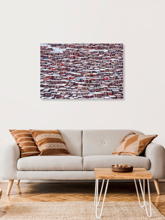 Red House in Sertar County, China – wall art by Li Ye as Poster or Acrylic Glass Print