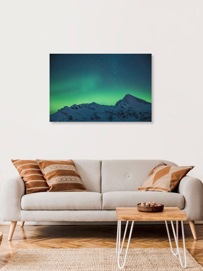 Glowing mountain, Norwegen – Fotokunst von Sebastian Worm als Poster oder Acrylglasbild