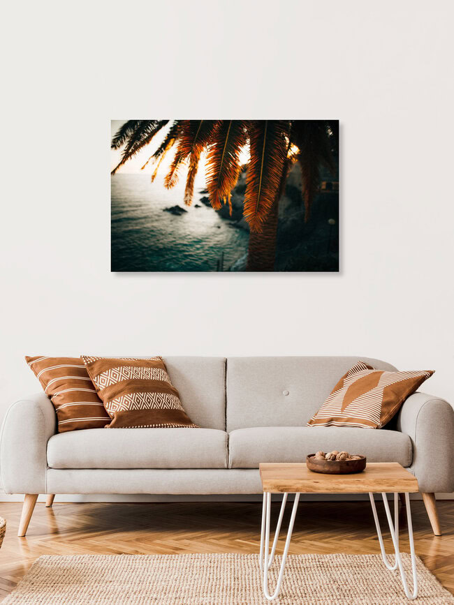 Sunset Palm Trees at the Ligurian Coast, Italy, Italy – wall art by Marco Leiter as Poster or Acrylic Glass Print