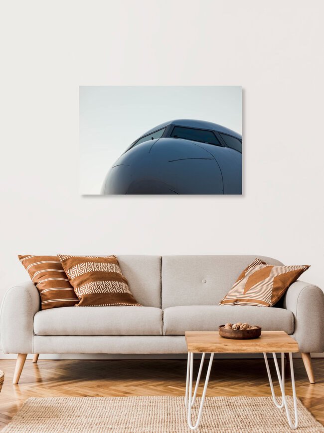 Boeing777 head on, Deutschland – Fotokunst von Inflight Galerie als Poster oder Acrylglasbild
