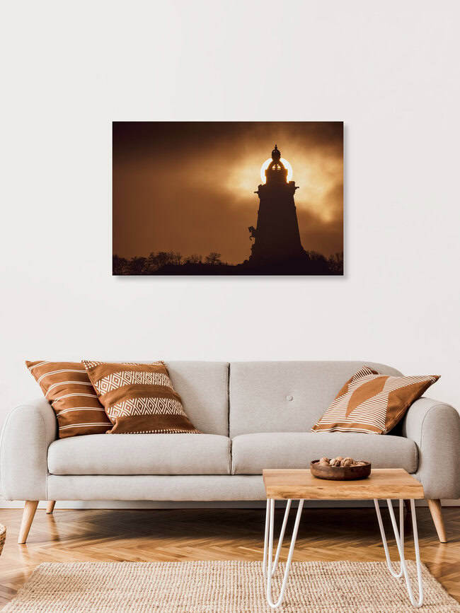 Kyffhäuser Denkmal im Nebel, Deutschland – Fotokunst von Martin Wasilewski als Poster oder Acrylglasbild
