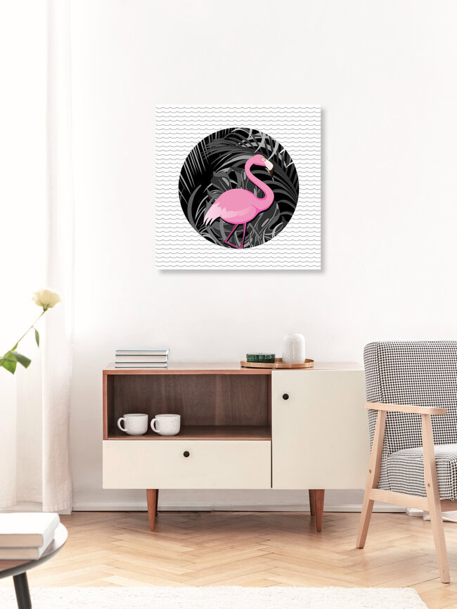 Wandbild 'Tropical flamingo' – Kunst von Loulou von Glup als Poster oder Acrylglasbild