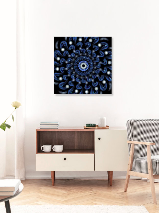 Schwarz blaue Wirbel - Mandala, Deutschland – Fotokunst von Nadja Jacke als Poster oder Acrylglasbild