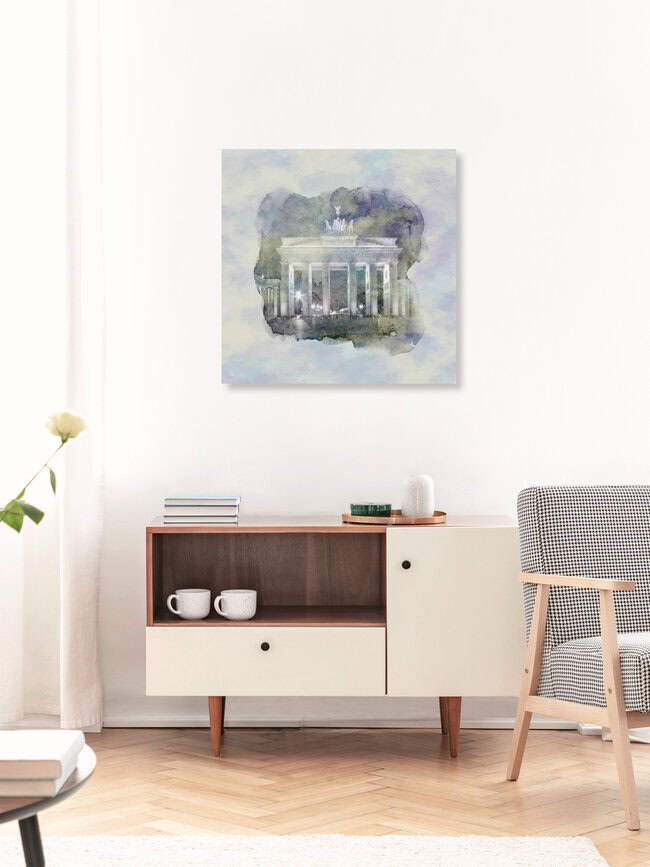 Aquarell Stil BERLIN Brandenburger Tor, Deutschland – Fotokunst von Melanie Viola als Poster oder Acrylglasbild