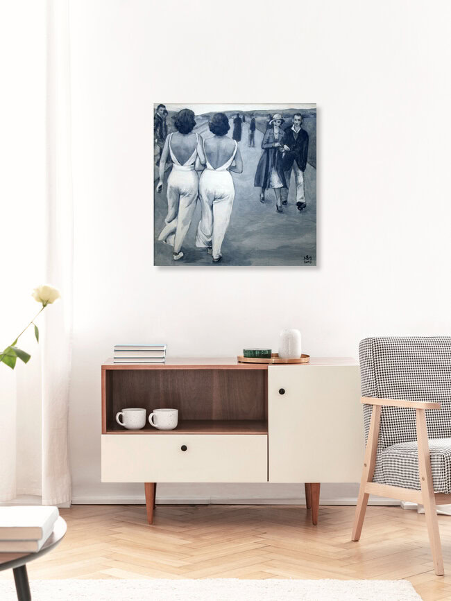 Wandbild 'Zwei Frauen in weiß' – Kunst von Sarah Morrissette als Poster oder Acrylglasbild