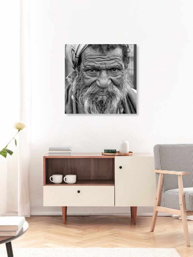 Beggar, India – wall art by Gerhard Blücher as Poster or Acrylic Glass Print
