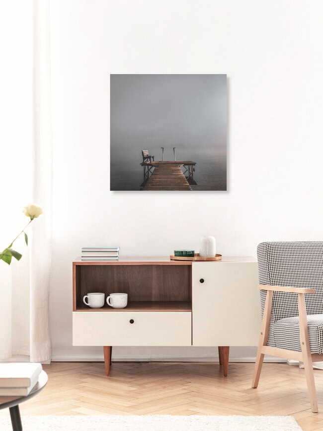 Jetty with bench, Germany – wall art by Franz Sussbauer as Poster or Acrylic Glass Print