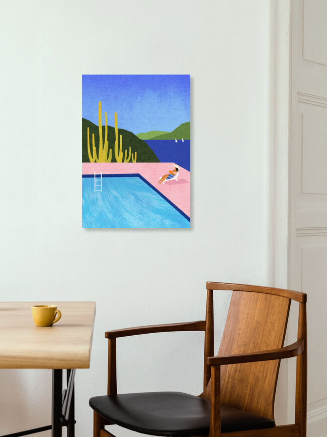 'Swimming Pool Pink' – Wall Art by Henry Rivers as Poster or Acrylic Glass Print